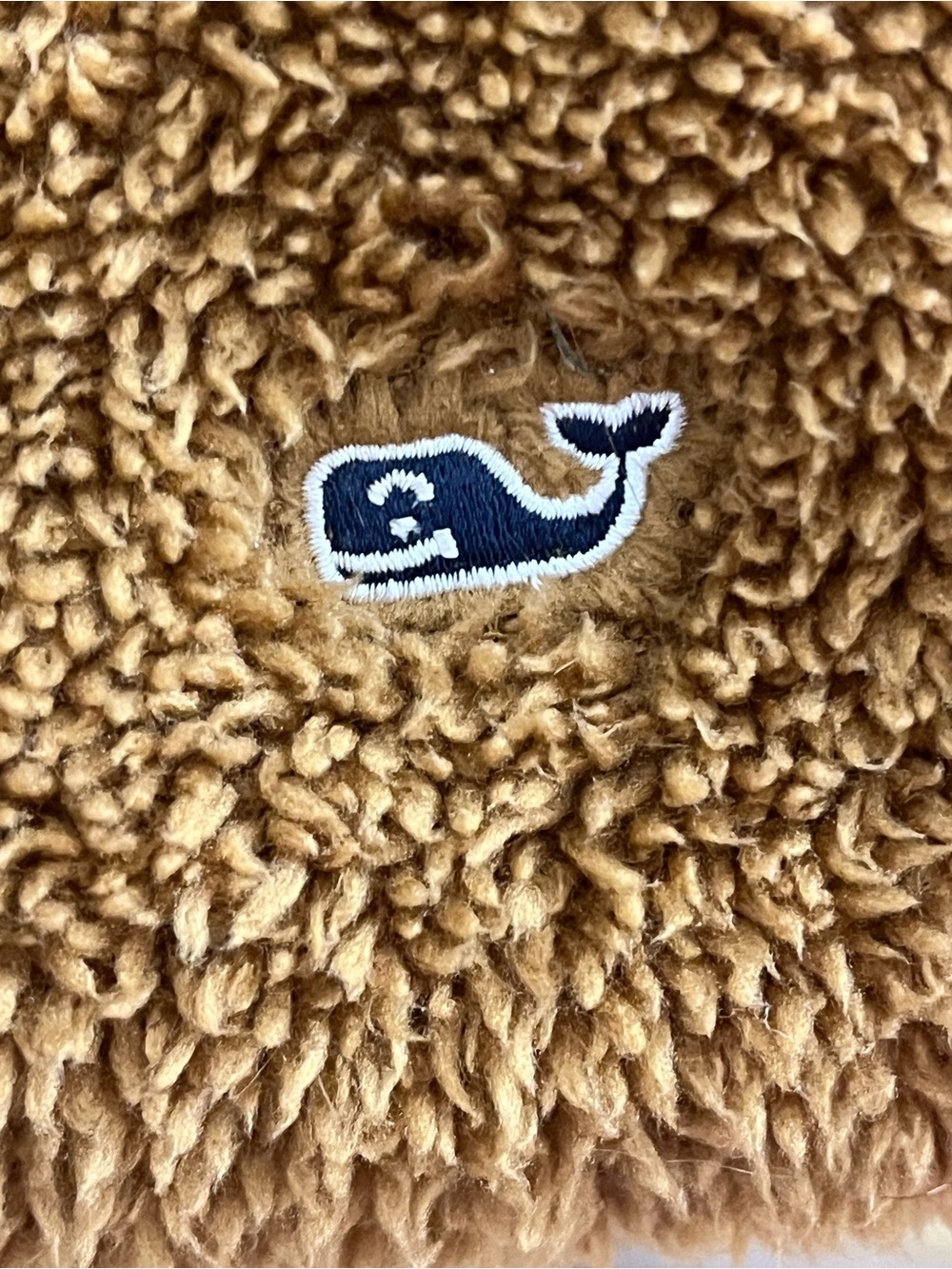 Vineyard Vines Kids Tan Carmel Sherpa Plush Jacket Green Trim Whale Size 7 - Picture 3 of 8